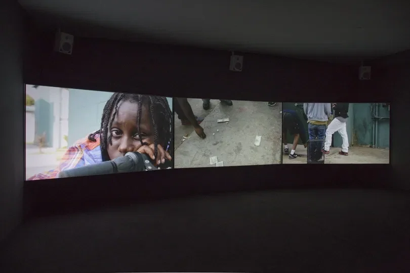 Imperial Courts · Three-channel video installation · GRIMM, New York, 2017